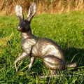 Garden Decorate Matel Material Bronze Leaping Hare Rabbit Sculpture Statue
